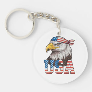 Porte-clefs Drapeau américain USA Hommes Femmes Enfants Aigle