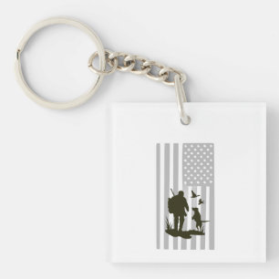 Porte-clefs Drapeau américain vintage silhouette de chasse en