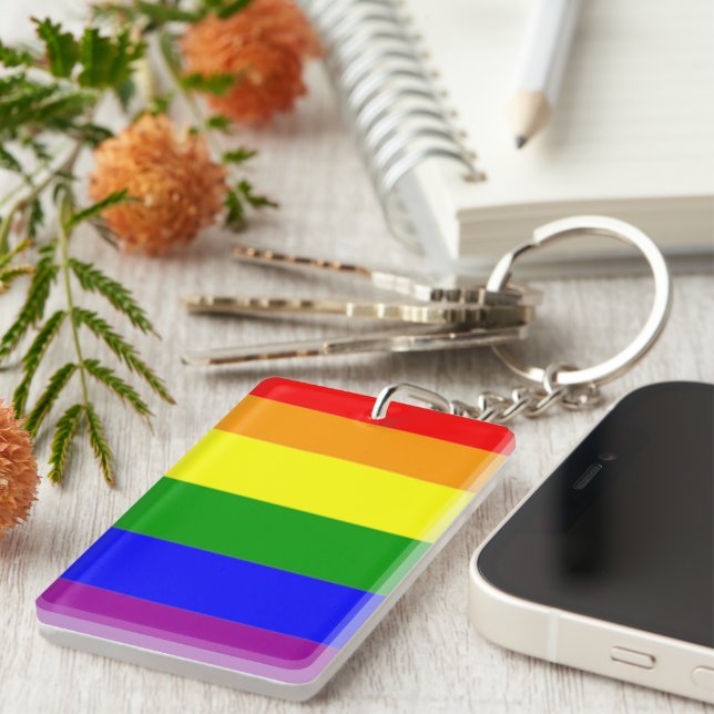 Porte-clefs DRAPEAU ARC-EN-CIEL DE Fierté GAY INCROYABLE (Devant droit)