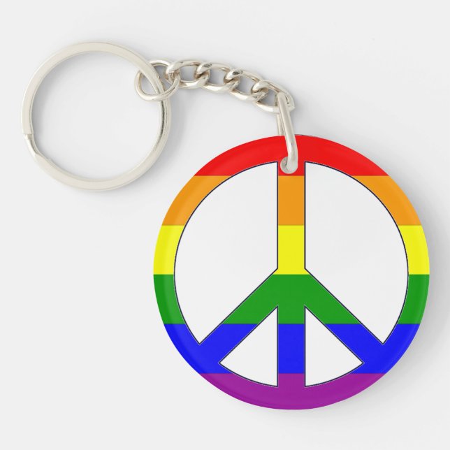 Porte-clefs Drapeau arc-en-ciel de la fierté Signe de paix (Devant)