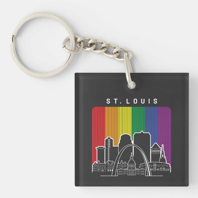 Porte-clefs Drapeau arc-en-ciel de St. Louis Missouri Pride LG (Devant)
