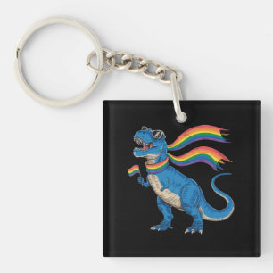 Porte-clefs Drapeau arc-en-ciel Dino Trex Fierté gay allié LGB
