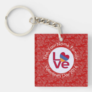 Porte-clefs Drapeau Arménien Cœur AMOUR Texte Personnalisé