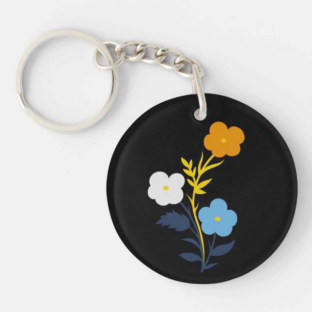 Porte-clefs Drapeau Asexuel Aromantique subtil Fleurs (Devant)