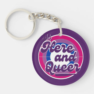 Porte-clefs Drapeau bisexuel - LGBTQ : Ici et Queer