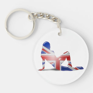 Porte-clefs Drapeau britannique de silhouette de fille