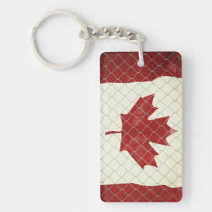 Porte-clefs Drapeau canadien. Clôture de lien de chaîne. Rusti