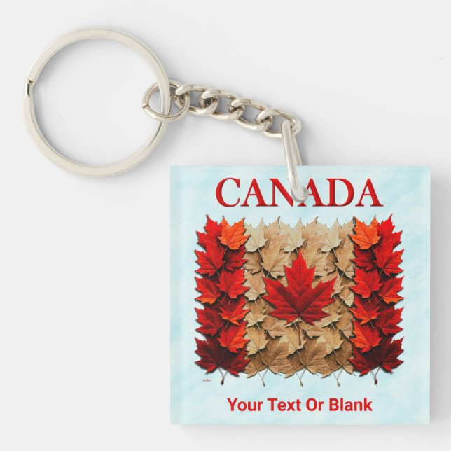 Porte-clefs Drapeau canadien de la feuille d'érable d'automne (Devant)