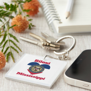 Porte-clefs Drapeau cardiaque Biloxi Mississippi