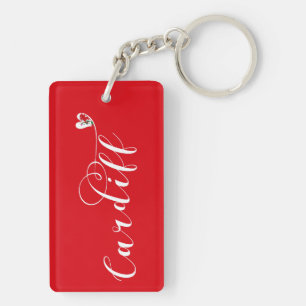 Porte-clefs Drapeau Cardiff Coeur, Caerdydd, Pays de Galles
