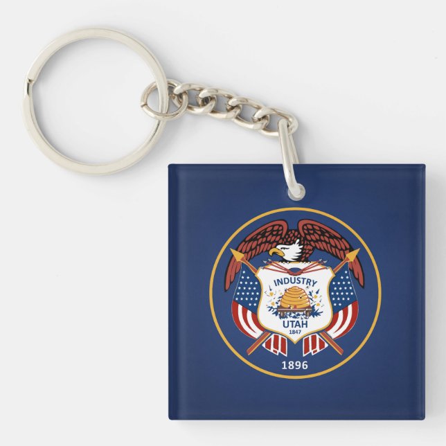 Porte-clefs Drapeau cool De L'État De L'Utah (Devant)