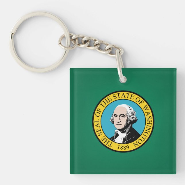 Porte-clefs Drapeau cool De L'État De Washington (Devant)