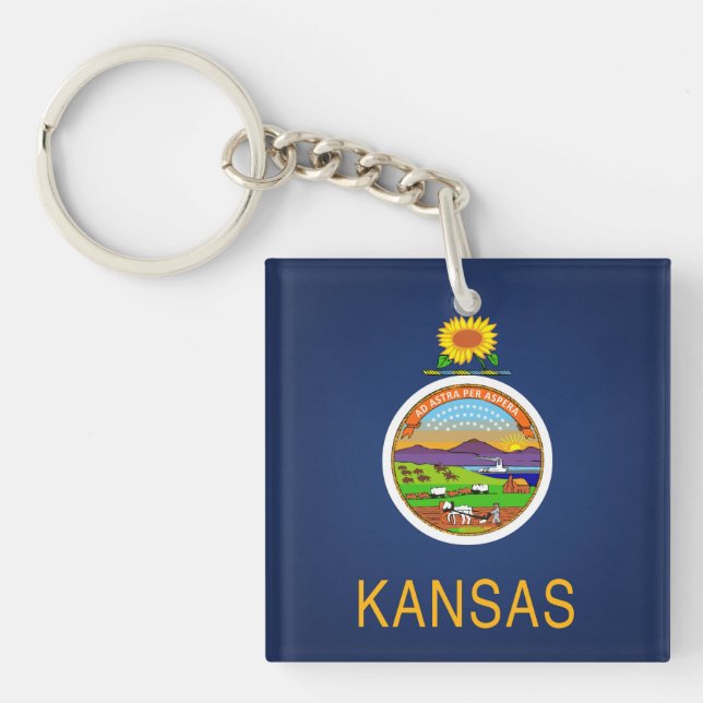 Porte-clefs Drapeau cool De L'État Du Kansas (Devant)