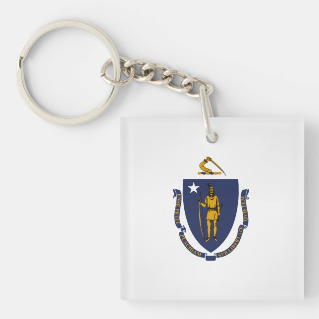 Porte-clefs Drapeau cool De L'État Du Massachusetts (Devant)