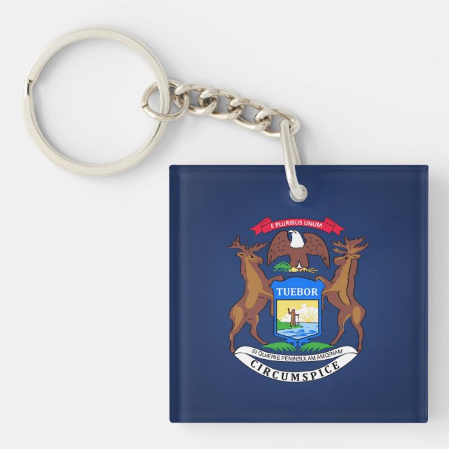 Porte-clefs Drapeau cool De L'État Du Michigan (Devant)