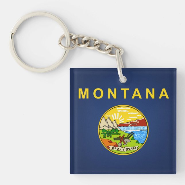 Porte-clefs Drapeau cool De L'État Du Montana (Devant)