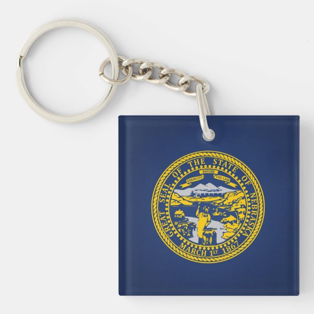 Porte-clefs Drapeau cool De L'État Du Nebraska (Devant)