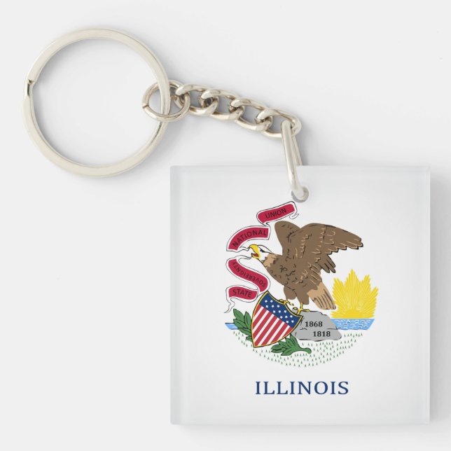 Porte-clefs Drapeau cool De L'Illinois (Devant)