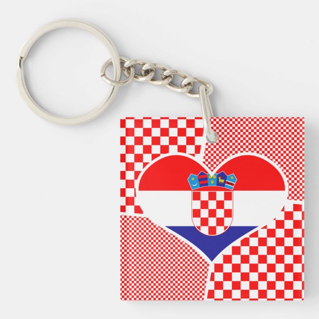 Porte-clefs Drapeau croate dans Heart Hrvatska Zastava (Devant)