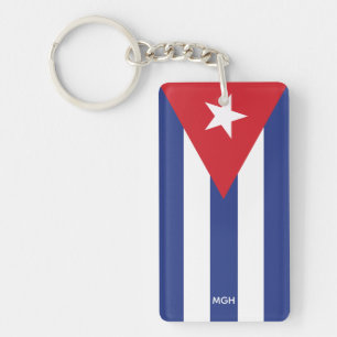 Porte-clefs Drapeau Cuba - Monogramme personnalisé