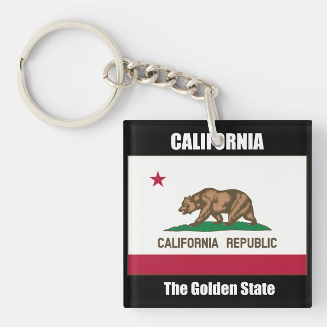 Porte-clefs Drapeau de Californie, l'État d'Or (Devant)