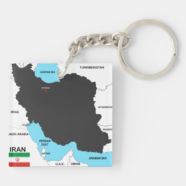 Porte-clefs drapeau de carte de pays de l'Iran (Dos)