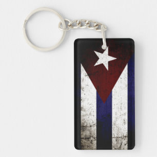 Porte-clefs Drapeau de Cuba Grunge Noir