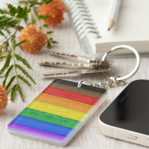 Porte-clefs Drapeau de fierté gay inclusif de SlipperyJoe text