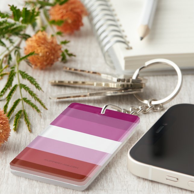 Porte-clefs Drapeau de fierté lesbienne de SlipperyJoe féminin (Devant droit)
