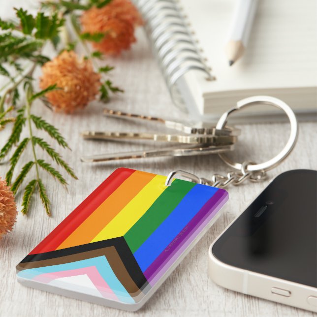 Porte-clefs Drapeau de fierté Progress Pride de SlipperyJoe si (Devant droit)