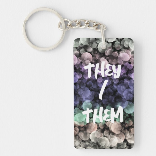 Porte-clefs Drapeau de fierté Uingender Boho Groovy Bulles Écl (Devant)