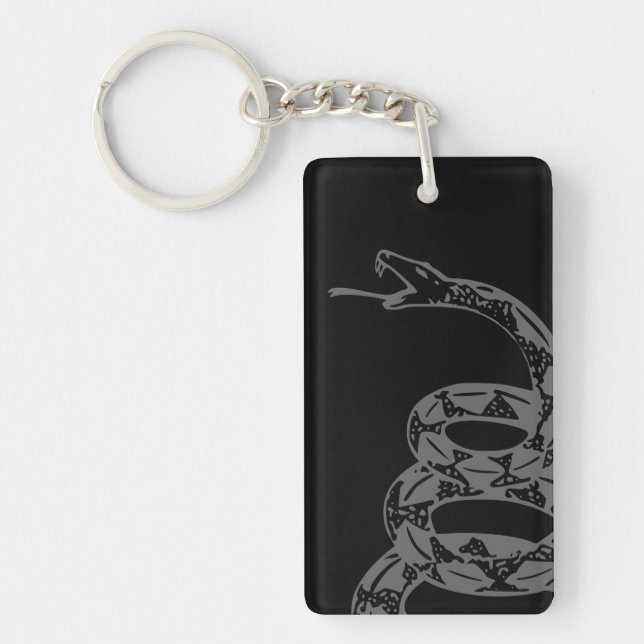 Porte-clefs Drapeau de Gadsden Ne Marchez pas sur Moi Gris (Devant)