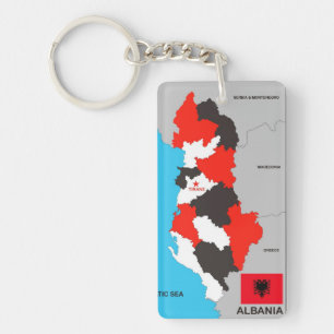 Porte-clefs drapeau de la carte politique du pays albanais