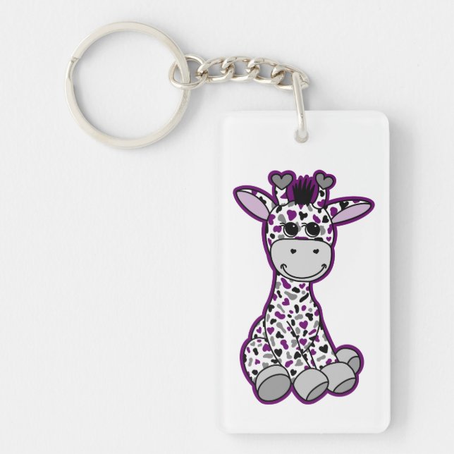 Porte-clefs Drapeau de la Fierté d'Ace mignonne Giraffe violet (Devant)