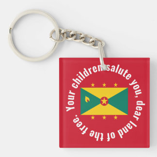 Porte-clefs Drapeau de la Guyane Hymne national Rouge Vert Jau