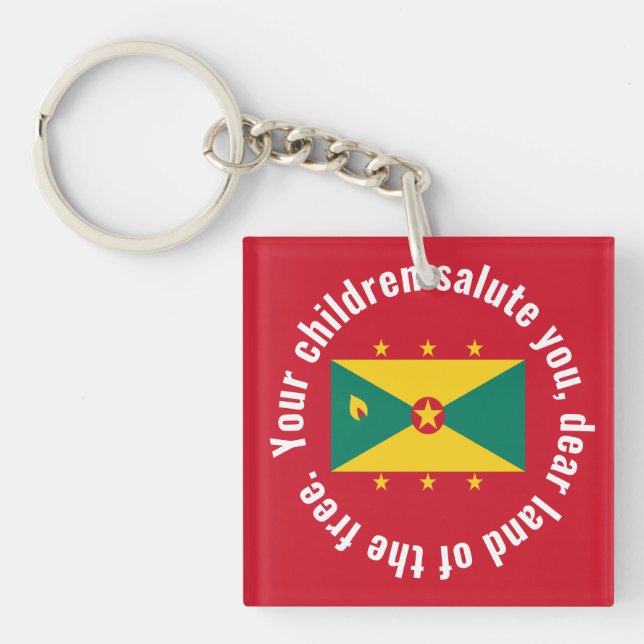 Porte-clefs Drapeau de la Guyane Hymne national Rouge Vert Jau (Devant)