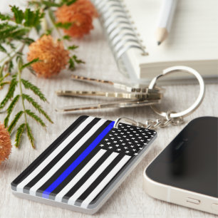 Porte-clefs Drapeau de la ligne bleue mince (États-Unis)
