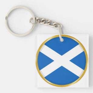 Porte-clefs Drapeau de l'Écosse dans un Cercle Doré