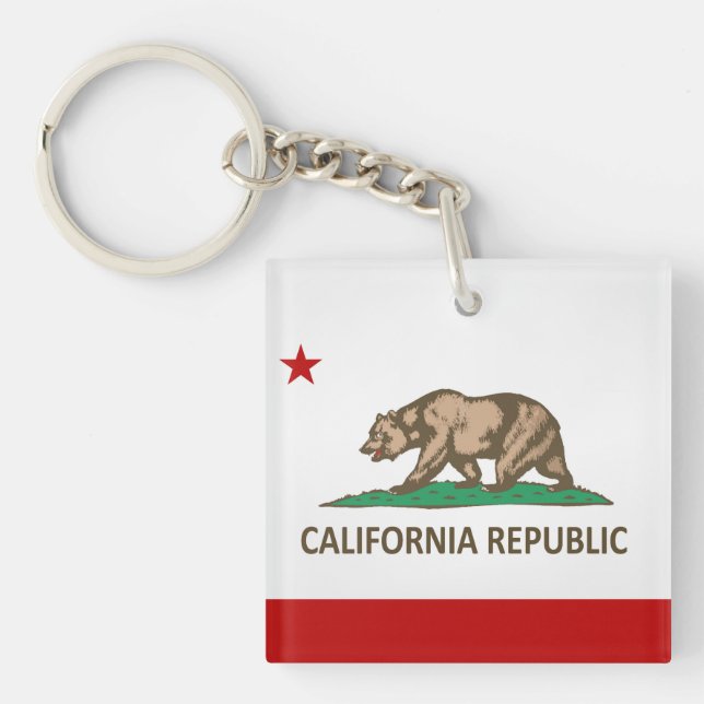 Porte-clefs Drapeau De L'État cool De Californie (Devant)