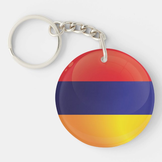 Porte-clefs Drapeau de l'icône arménienne ronde (Devant)