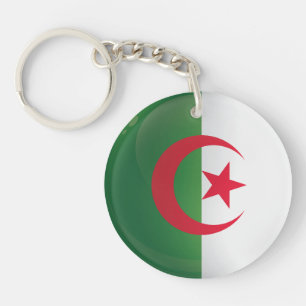 Porte-clefs Drapeau de l'icône ronde Algérie