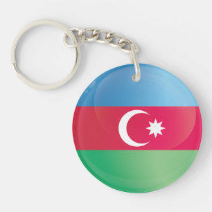 Porte-clefs Drapeau de l'icône ronde d'Azerbaïdjan