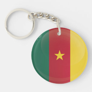 Porte-clefs Drapeau de l'icône ronde du Cameroun