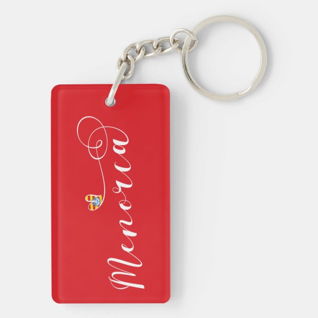 Porte-clefs Drapeau de Minorque Coeur, Baléares (Dos)