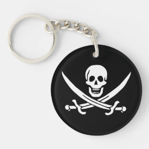 Porte-clefs Drapeau de pirate Crâne croisé épées