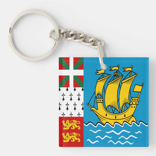 Porte-clefs Drapeau de Saint-Pierre-et-Miquelon (Devant)