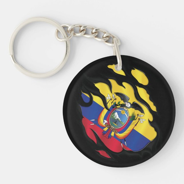 Porte-clefs Drapeau déchiré de l'Équateur (Devant)