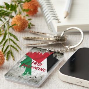 Porte-clefs Drapeau déchiré de style Peinture de Palestine lib