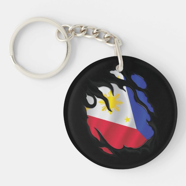 Porte-clefs Drapeau déchiré des Philippines (Devant)