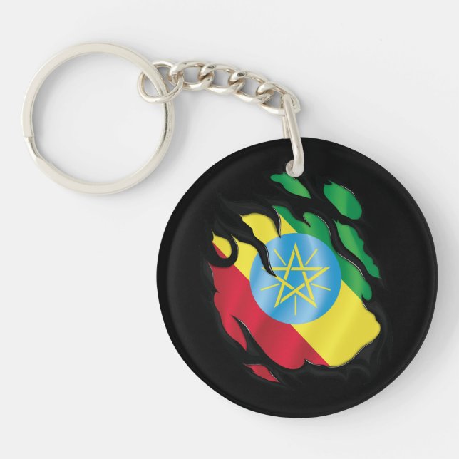 Porte-clefs Drapeau déchiré par l'Éthiopie (Devant)